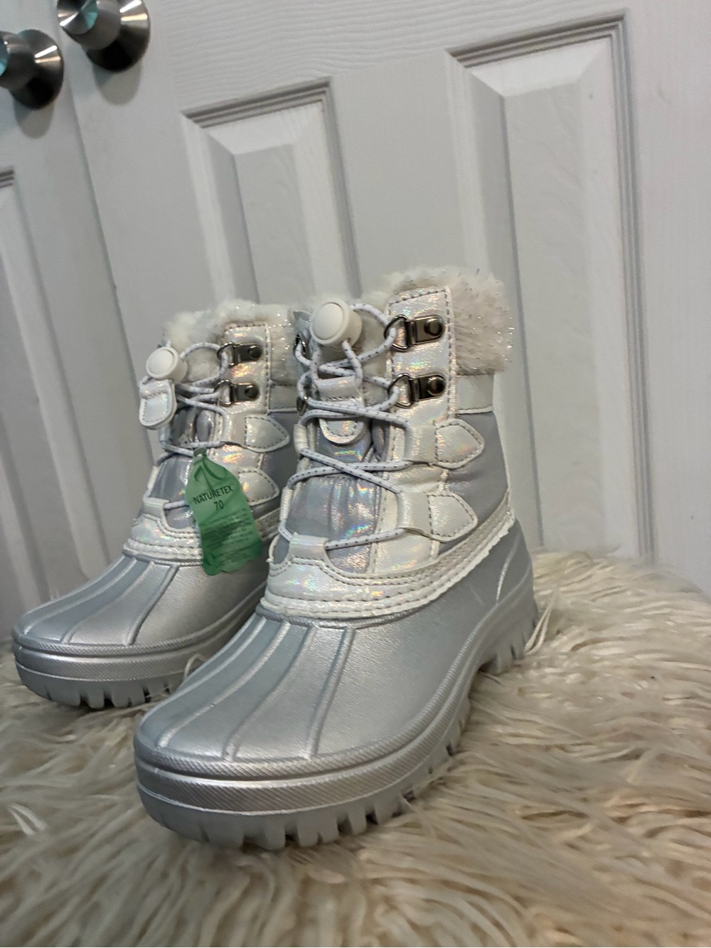 Magellan Kids Silver Winter Snow Boots - Faux Fur Lined